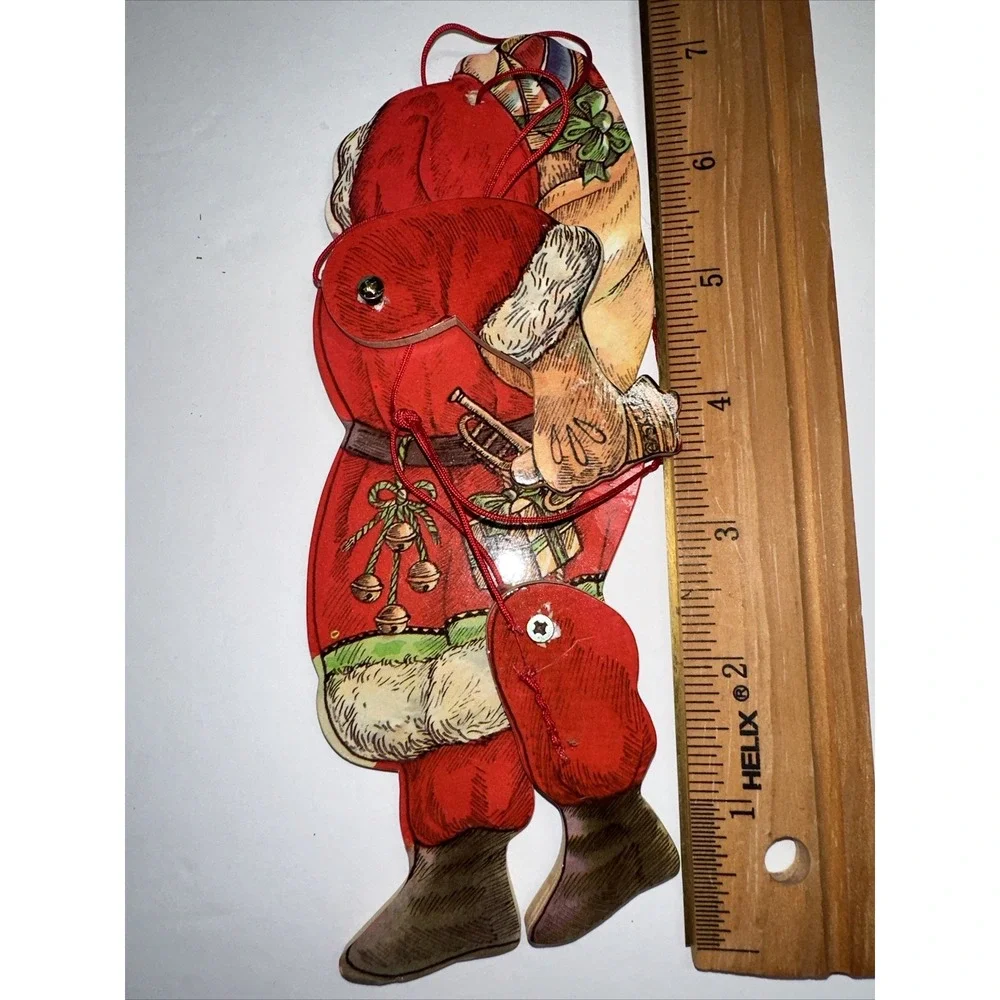 Vintage Wood Santa Claus Pull‎ String Christmas Toys Ornament Arm & Leg Move